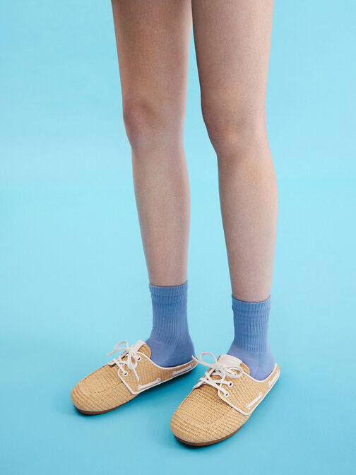 Jude Raffia Slip-On Boat Shoes, Sand, hi-res
