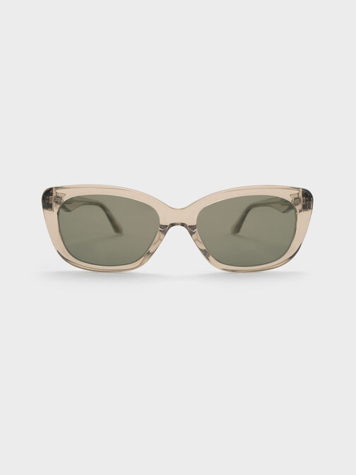 Maeva Recycled Acetate Cat-Eye Sunglasses, Beige, hi-res