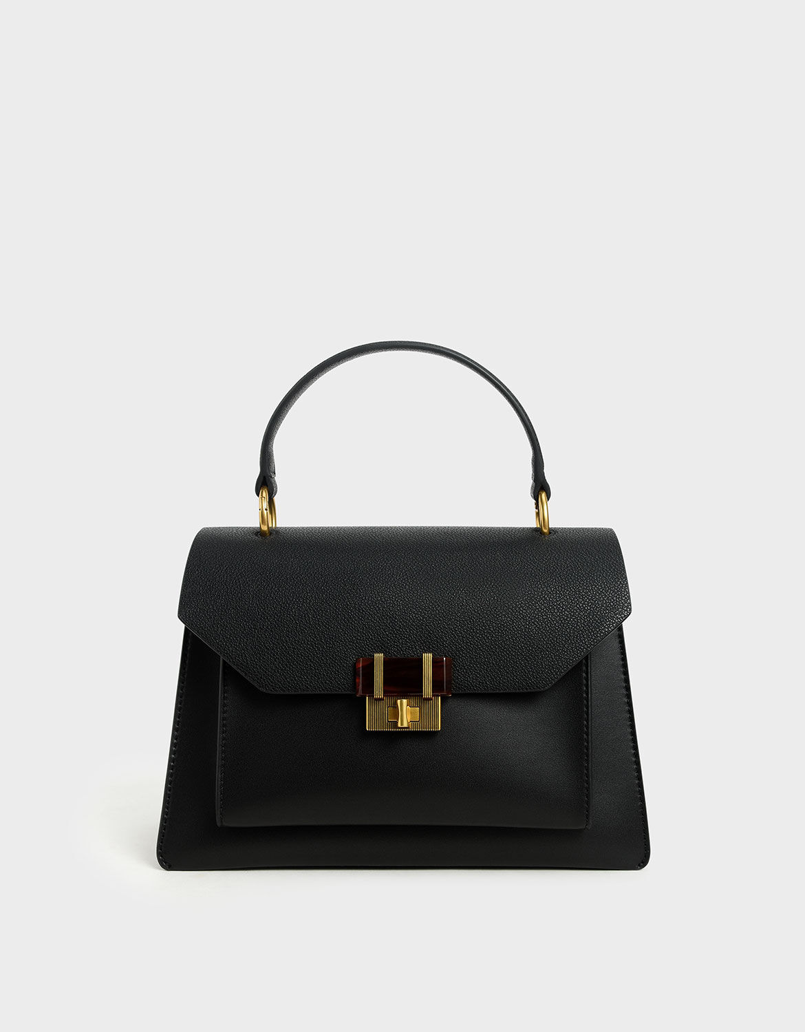 Black Stone-Embellished Geometric Bag