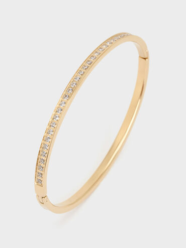 Hermione Crystal Bangle, Gold, hi-res