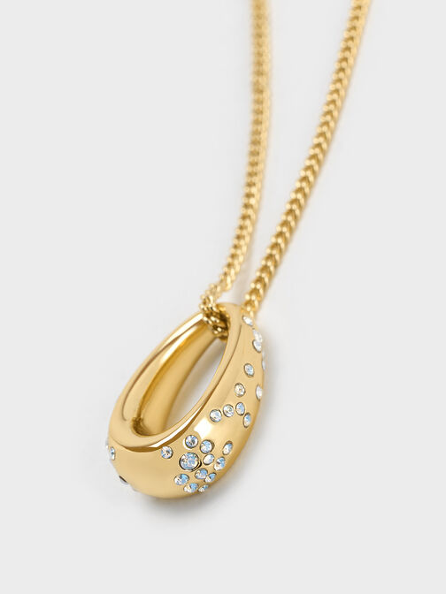 Reverie Crystal Teardrop Necklace, Gold, hi-res