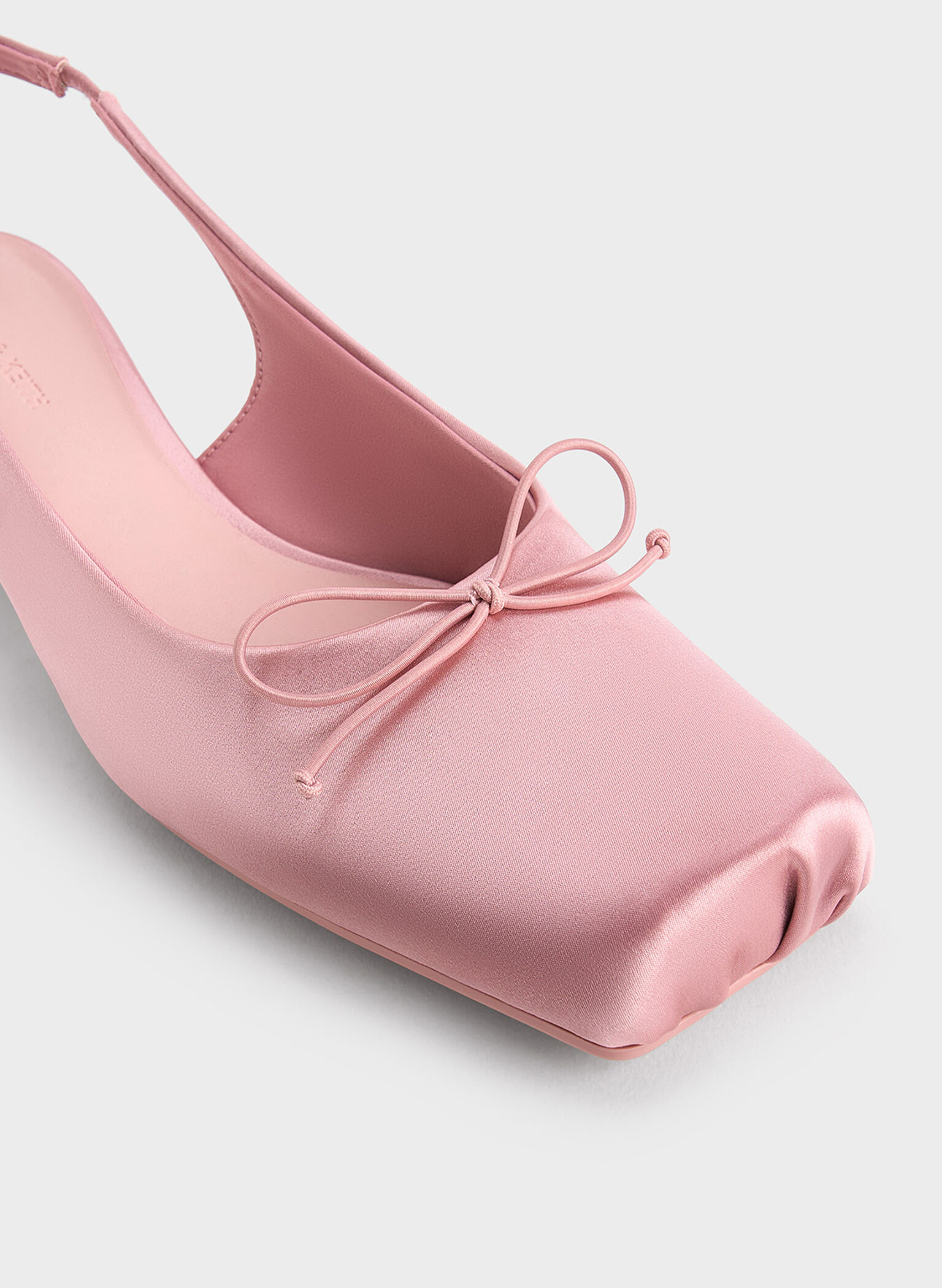 Slingbacks de tacón con puntera cuadrada y lazo de satén, Rosa, hi-res