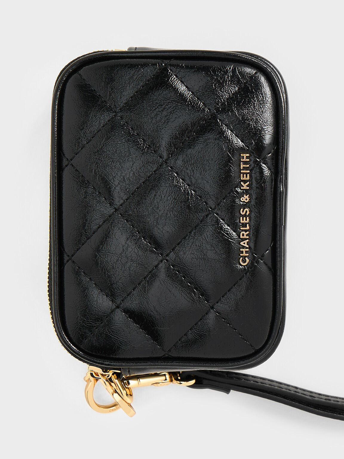 Black Apfra Quilted Wristlet Pouch CHARLES KEITH MX