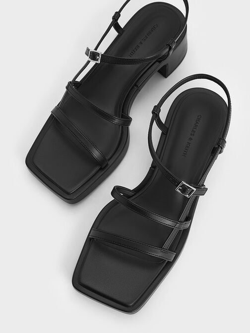 Selene Strappy Sandals, Black, hi-res