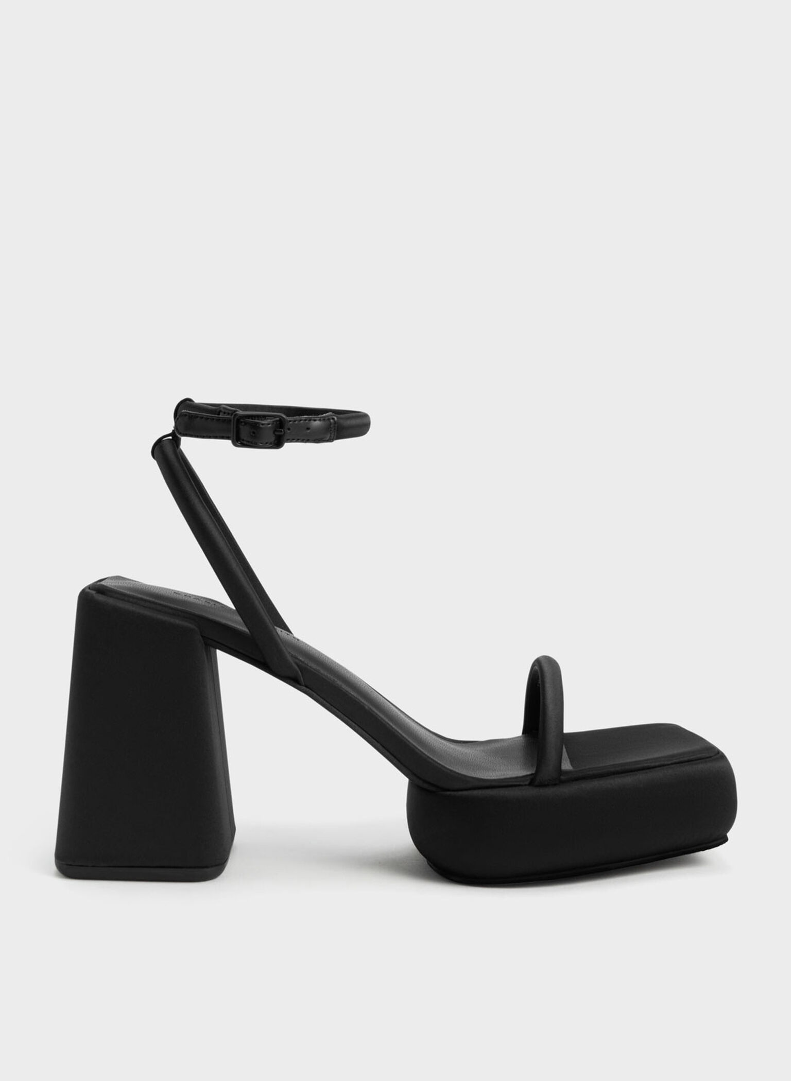 Lucile Satin Platform Sandals, Black, hi-res