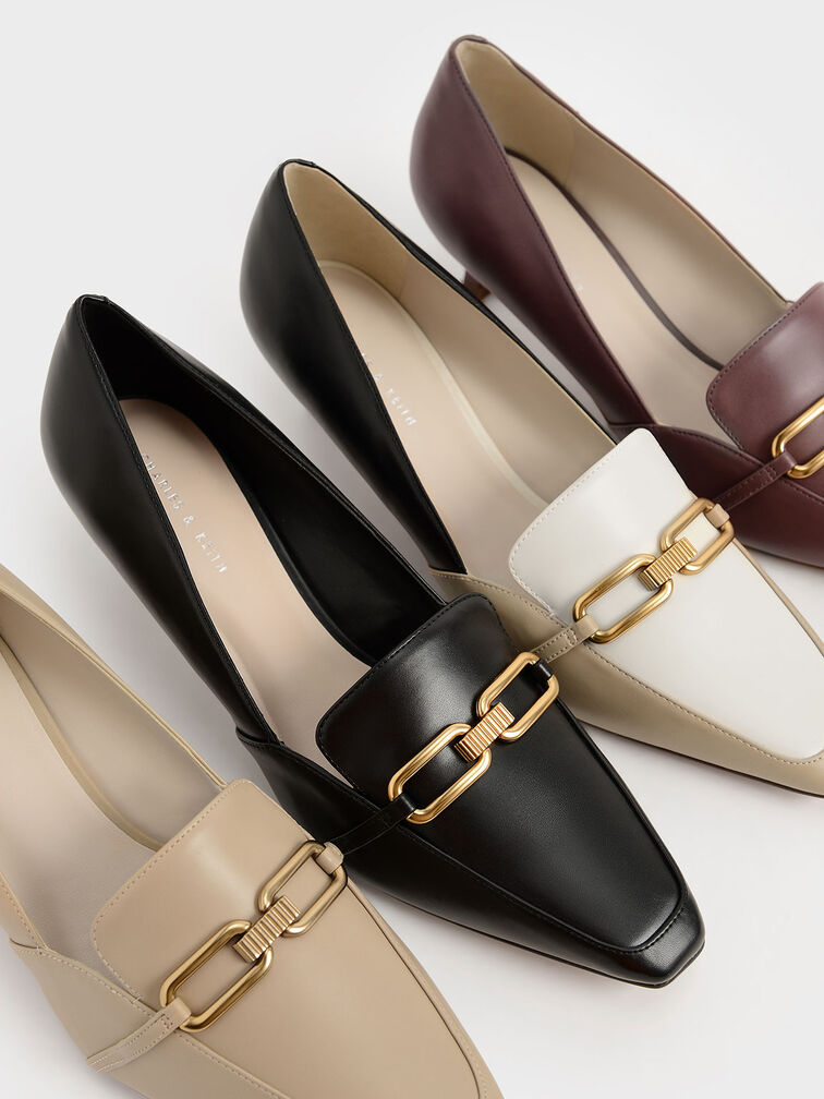 Chain-Link Loafer Pumps, Multi, hi-res