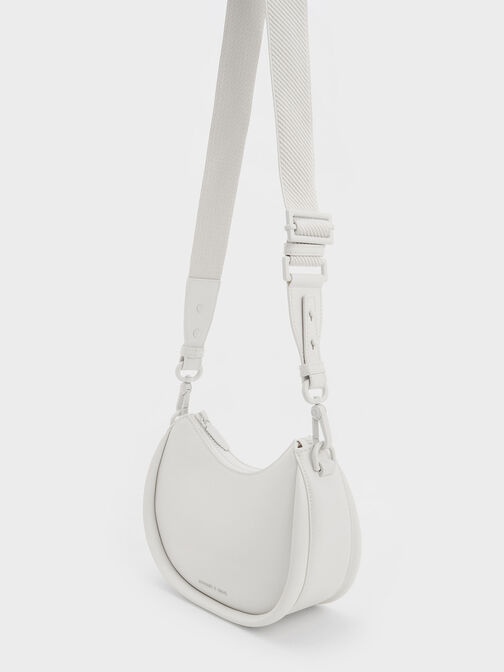 Lana Curved Shoulder Bag, White, hi-res