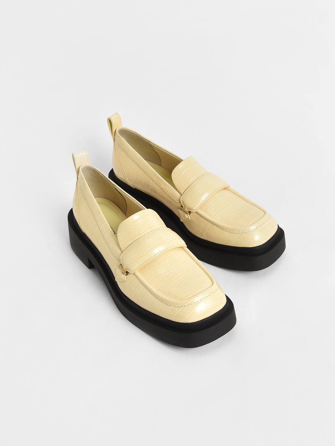 壓紋厚底樂福鞋, 黃色動物紋, hi-res