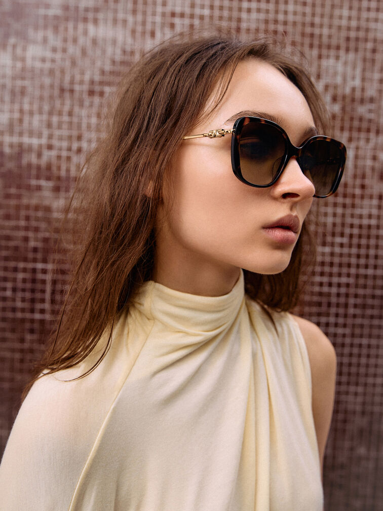 Lunettes de soleil papillon Adalyn, &Eacute;caille, hi-res
