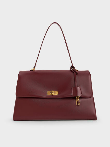 Bolso satchel con asa superior Kerry, Ciruela de mora, hi-res