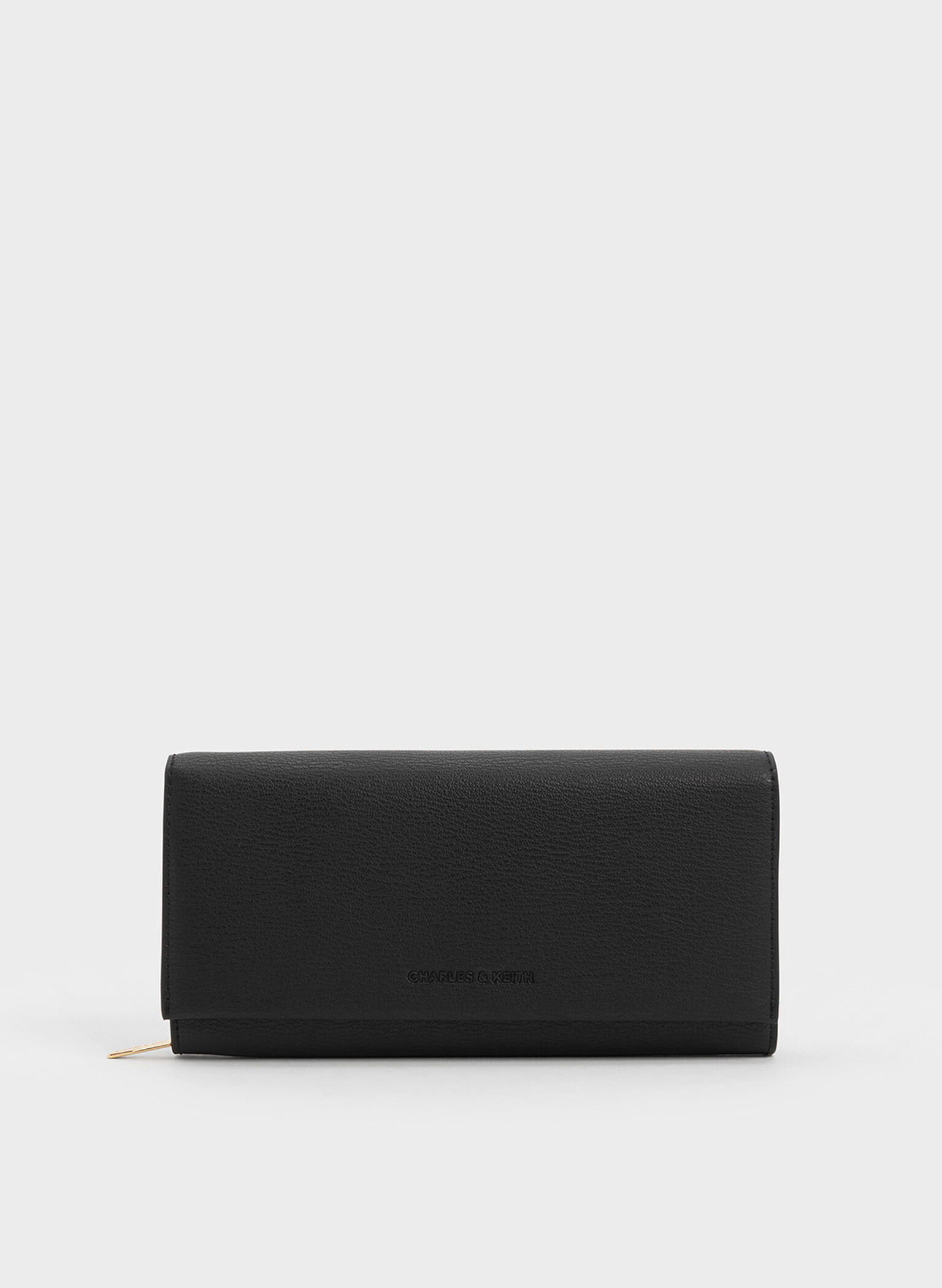 Muriel Front Flap Long Wallet, Black, hi-res