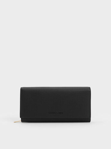 Muriel Front Flap Long Wallet, Black, hi-res
