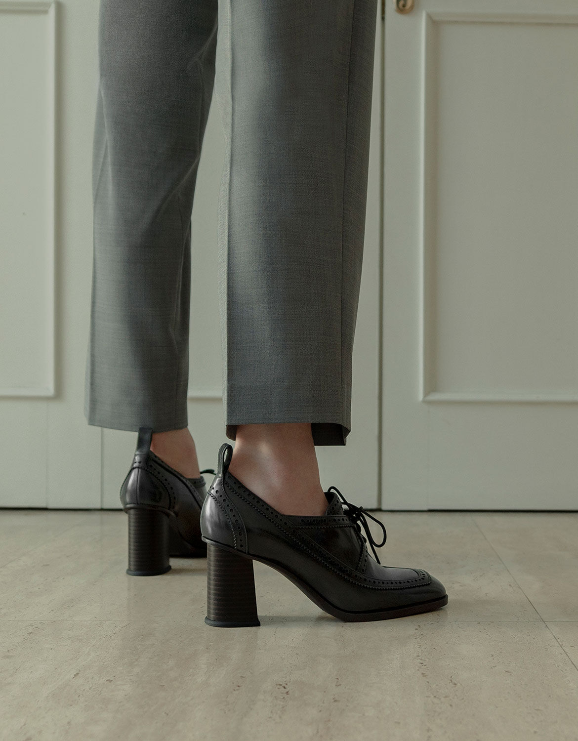 Black Brogue Pumps - CHARLES \u0026 KEITH SG