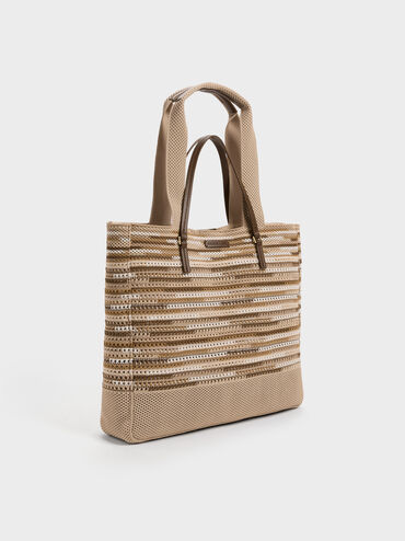 Ida 編織大托特包, Multi Brown, hi-res