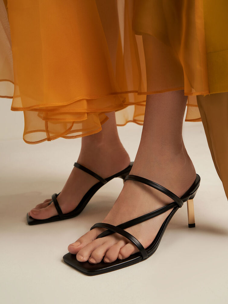 Toe Loop Blade Heel Sandals, Black, hi-res