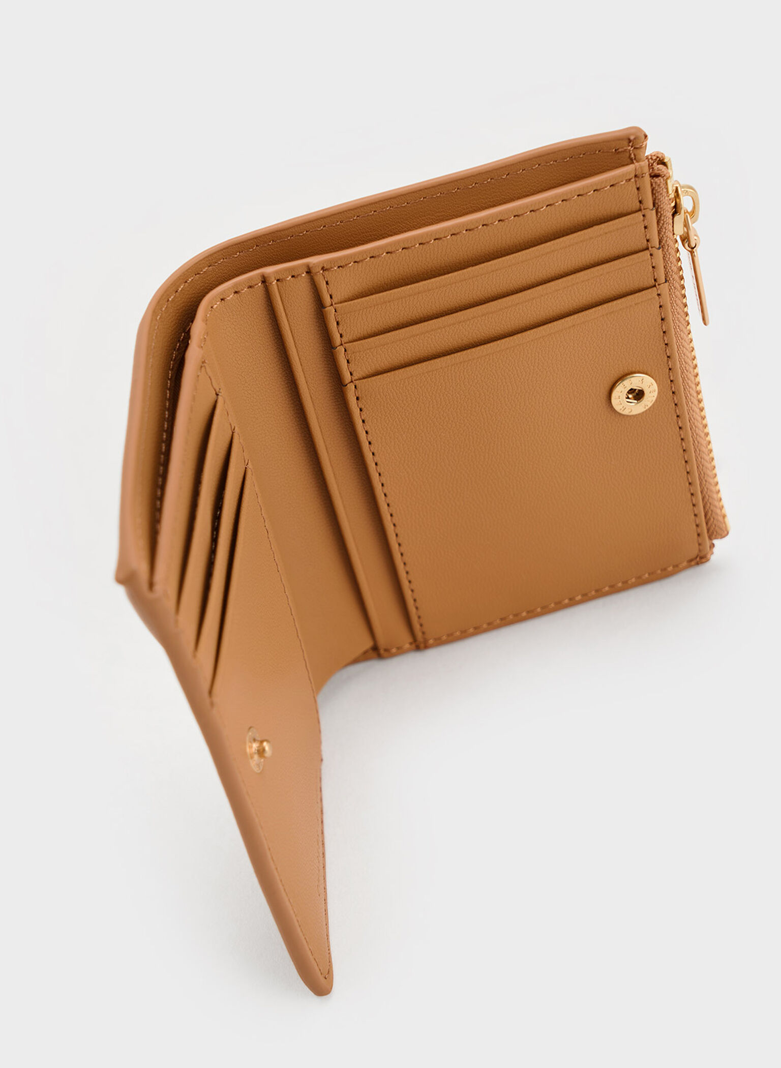Carteira Midori Geométrica com Top Zip, Camel, hi-res