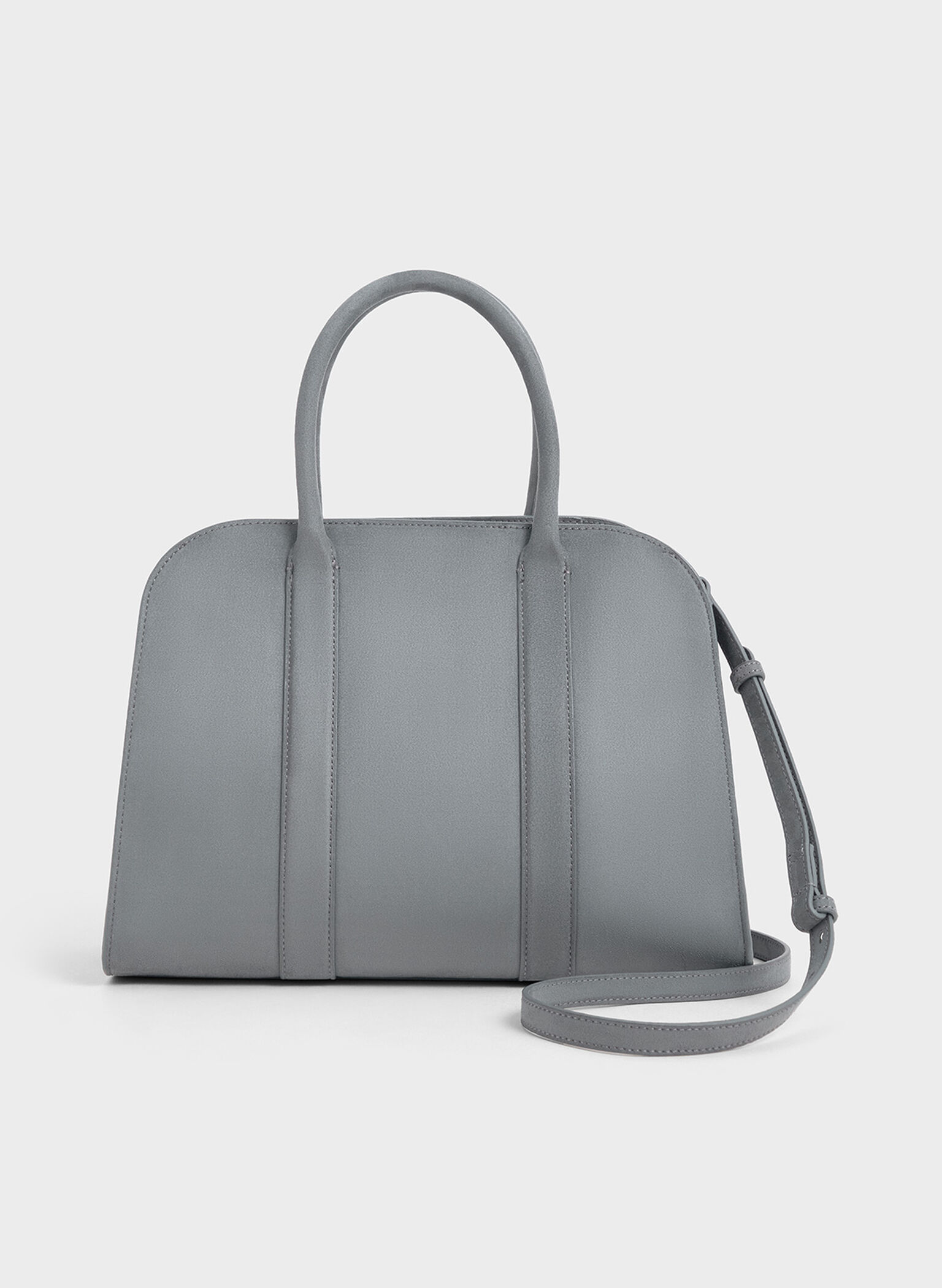 Axel Faux Suede Bowling Bag, Grey, hi-res