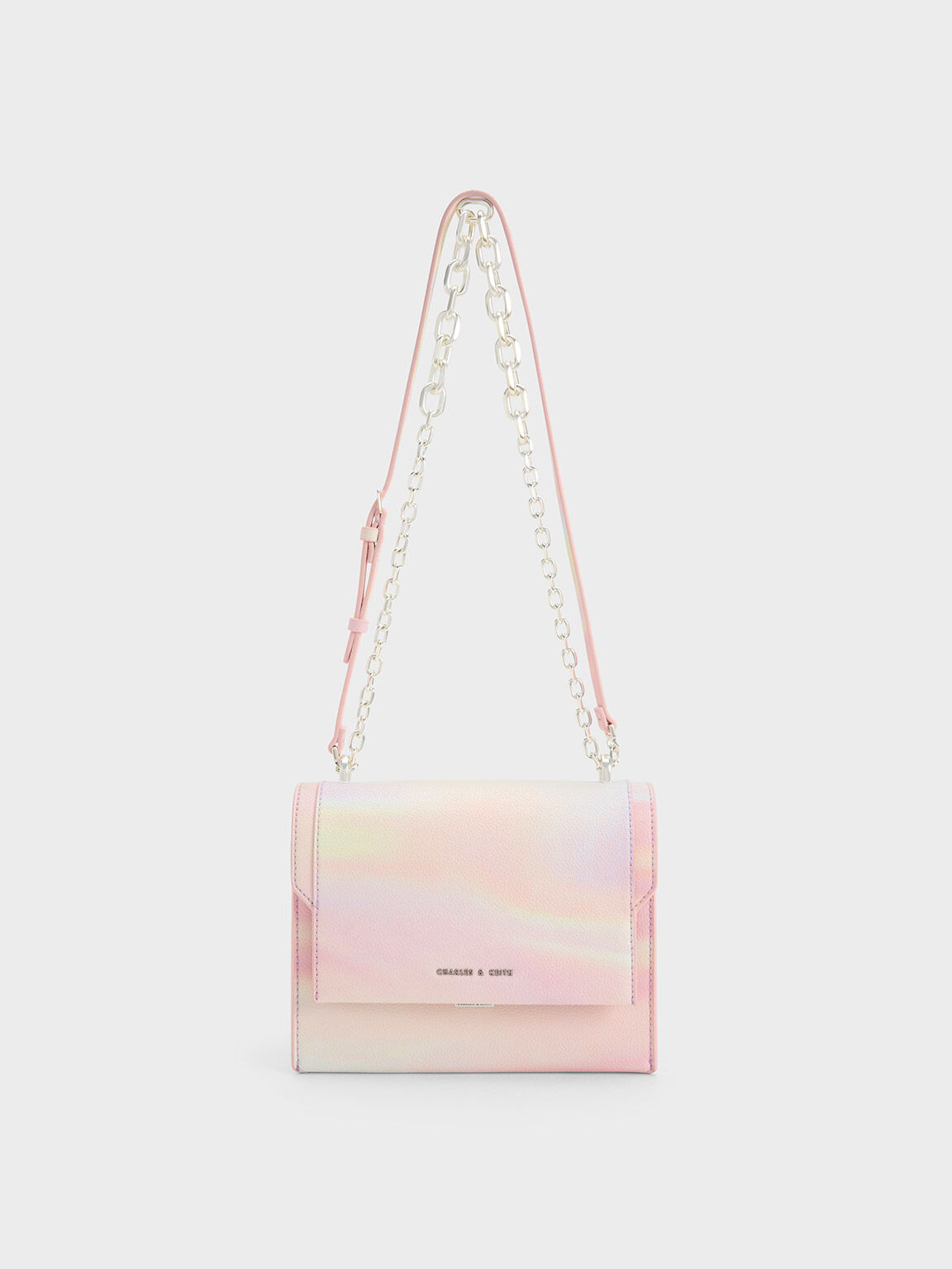Pearl Front Flap Chain Handle Crossbody Bag CHARLES KEITH CL