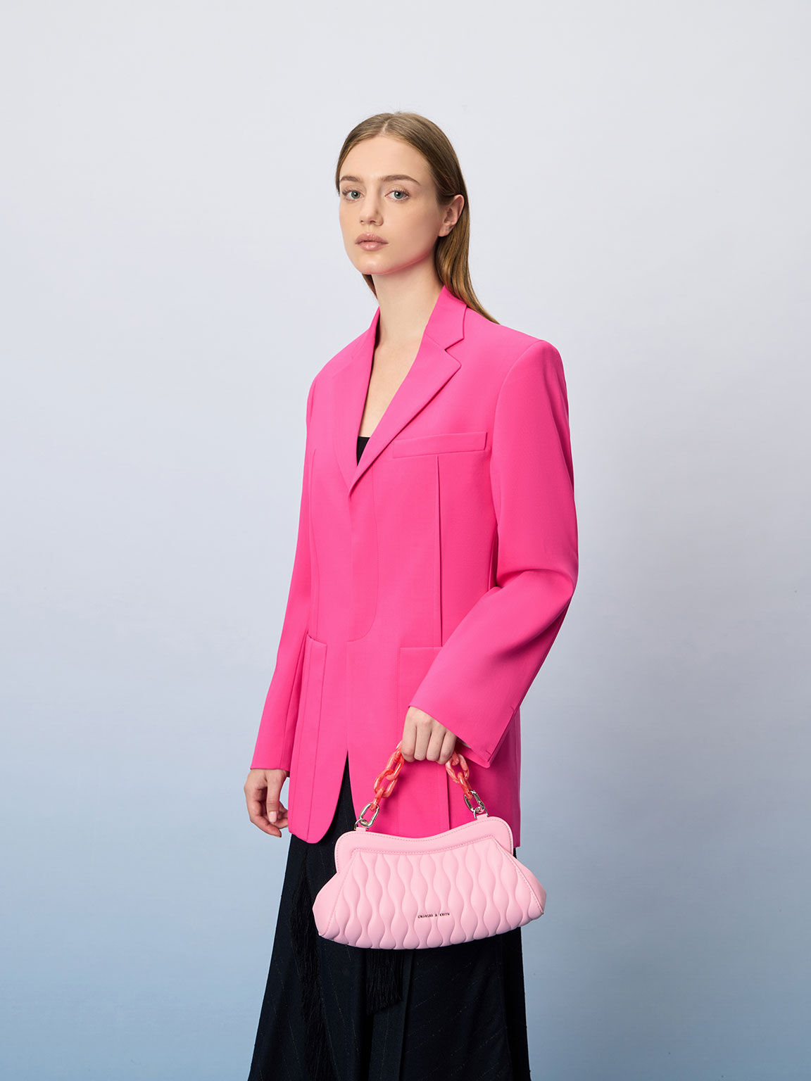 Iva Acrylic Handle Clutch, Pink, hi-res