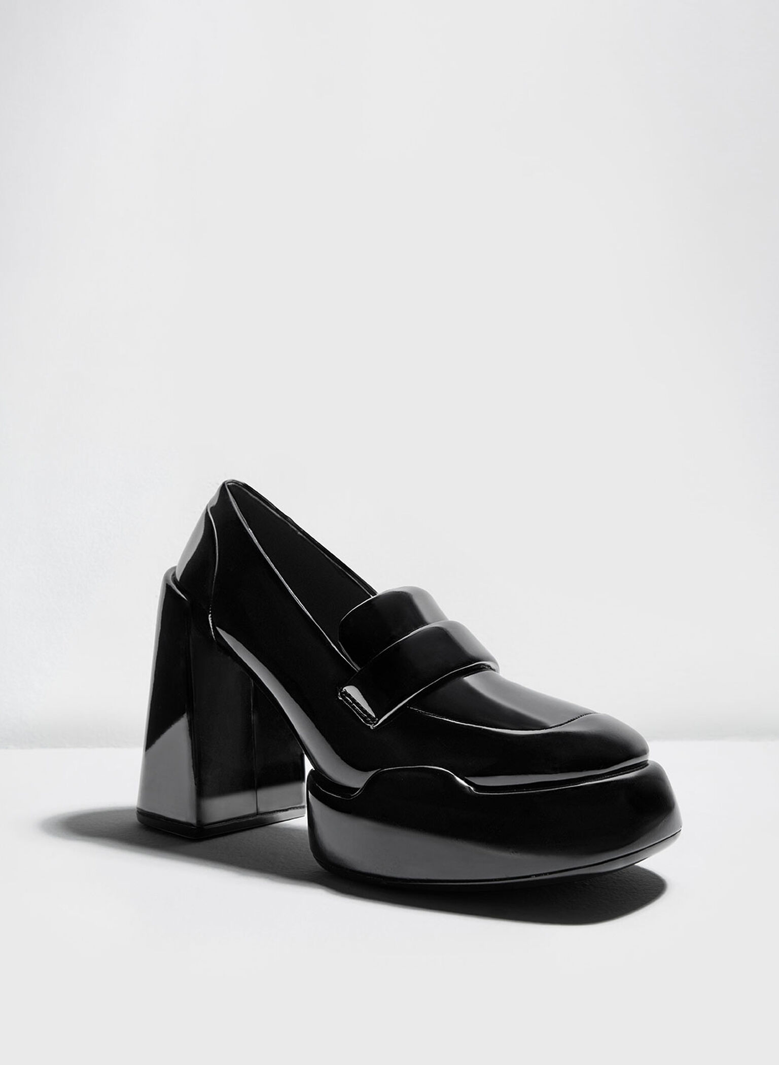 Lula Patent Loafer Pumps, Black, hi-res