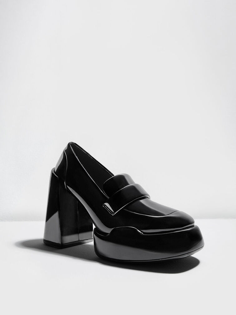 Lula Patent Loafer Pumps, Black, hi-res