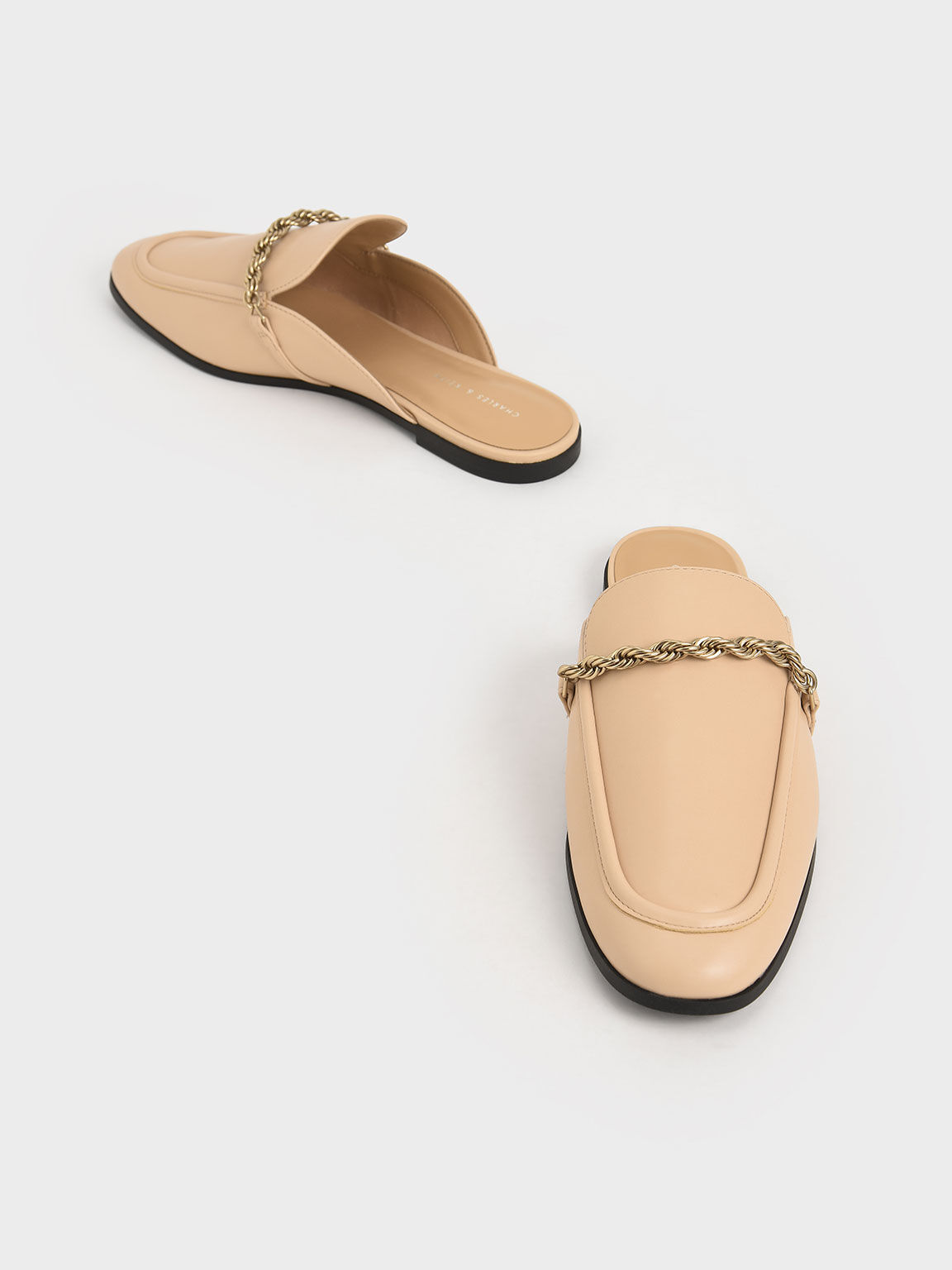 Nude Metallic Accent Mule Flats 