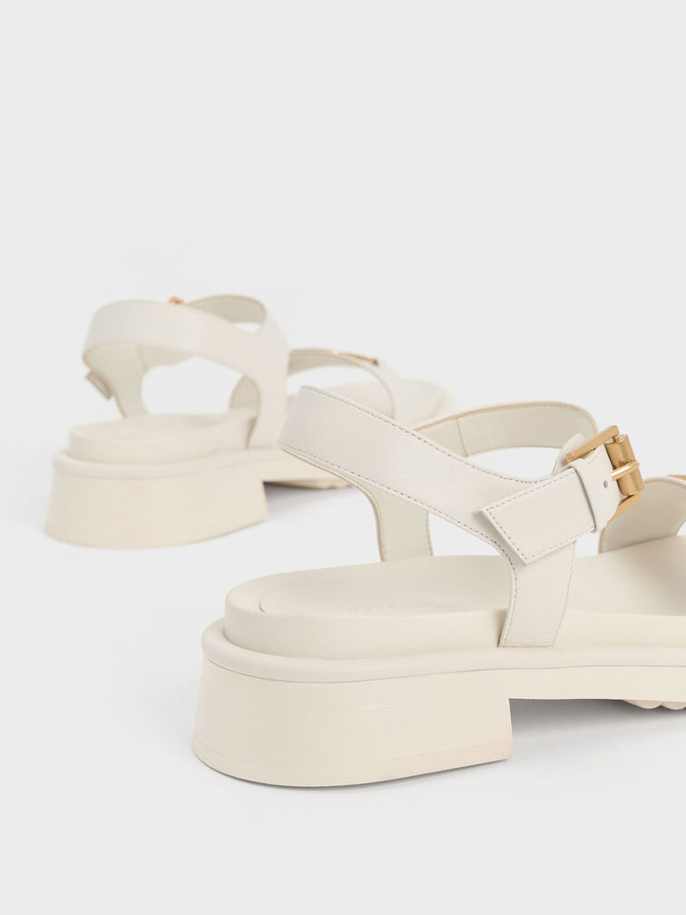 Chalk Gabine Leather Sandals - CHARLES & KEITH US