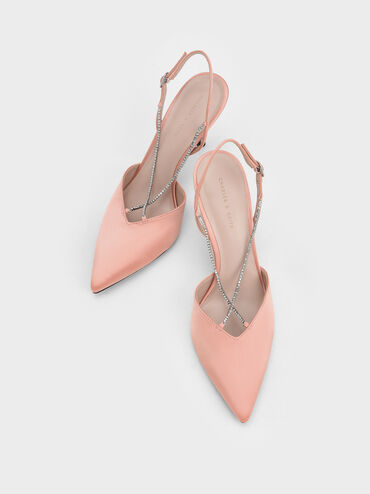 Adel Recycled Polyester Gem-Strap Slingback Ballerina Pumps, Blush, hi-res