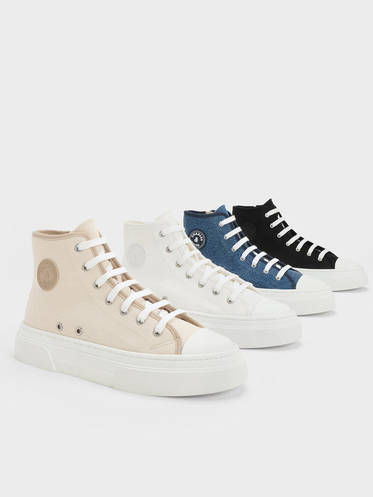 Kay Canvas High-Top Sneakers, White, hi-res