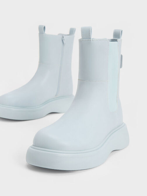 Girls- Double Pull Tab Chelsea Boots, Light Blue, hi-res