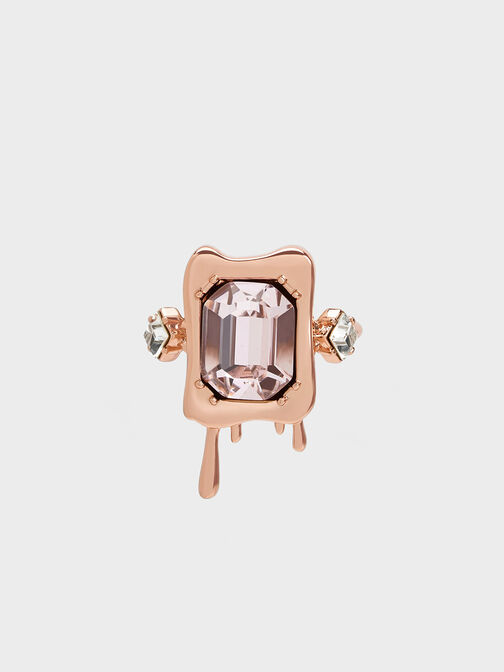 Zira Crystal Sculptural Ring, Rose Gold, hi-res