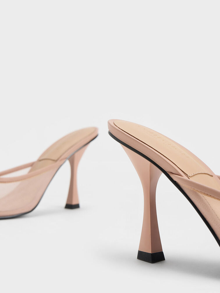 Bow-Tie Mesh Mules, Nude, hi-res