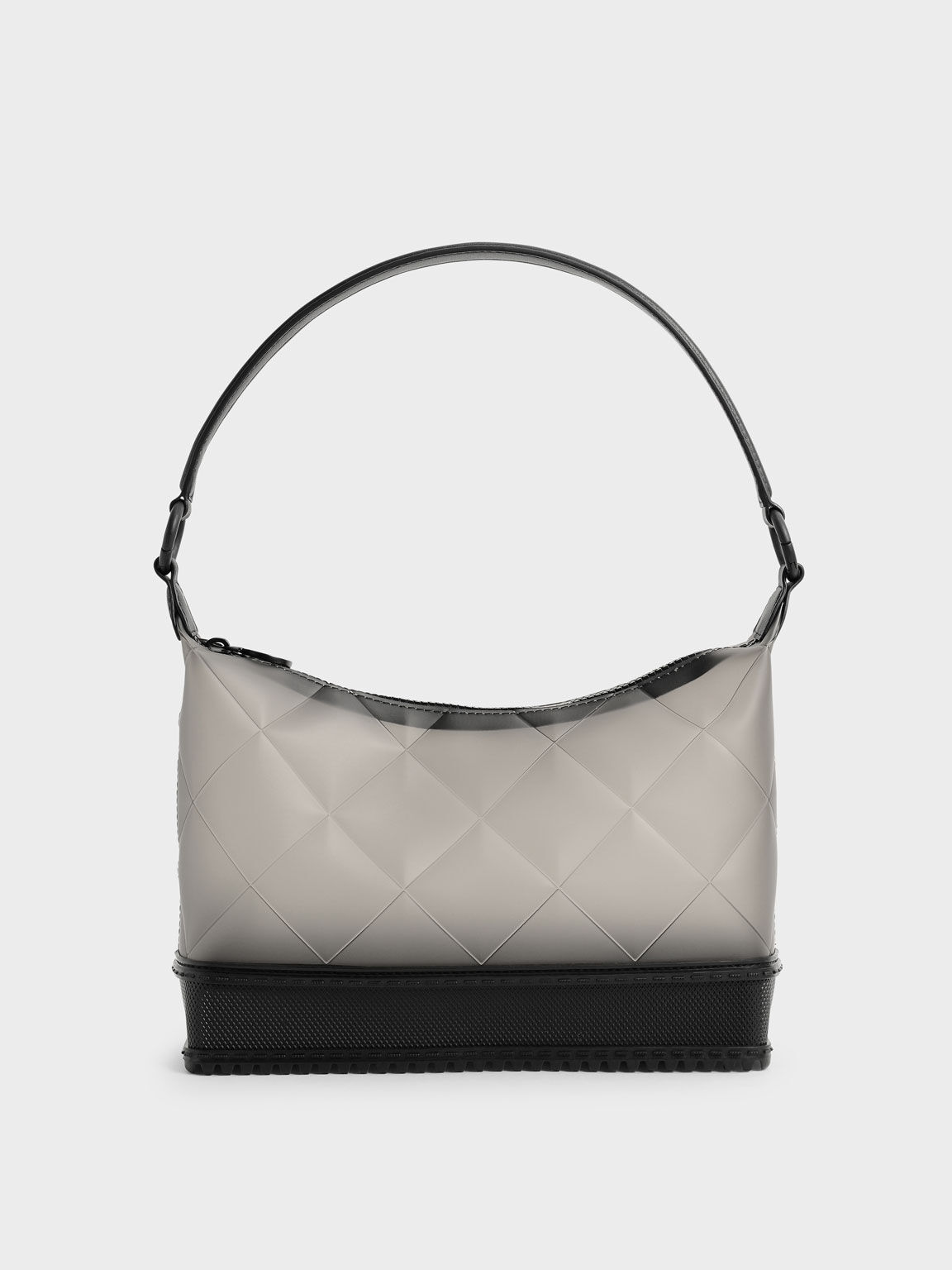 Black Graphic Handle Quilted Shoulder Bag - CHARLES & KEITH US