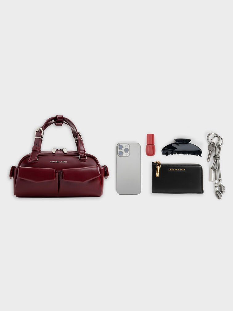 Rachel Multi-Pocket Bowling Bag, Burgundy, hi-res