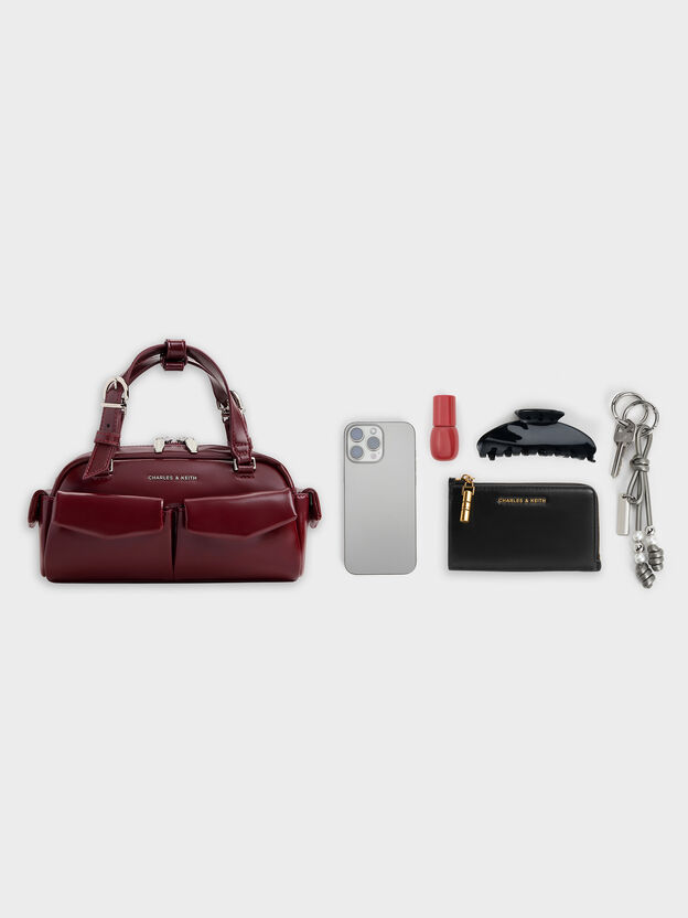 Rachel Multi-Pocket Bowling Bag, Burgundy, hi-res