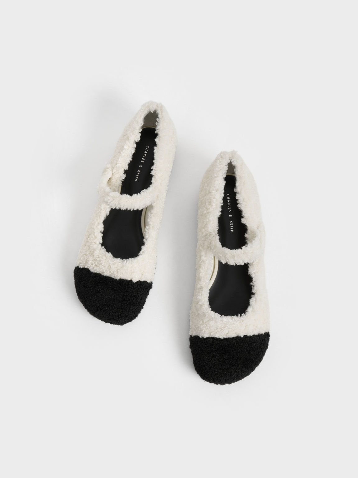 Two-Tone Furry Mary Janes, Chalk, hi-res
