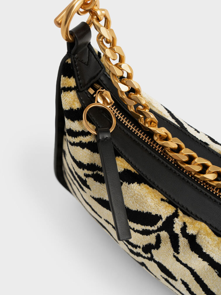 Minta Tiger Print Chain-Link Hobo Bag, Multi, hi-res