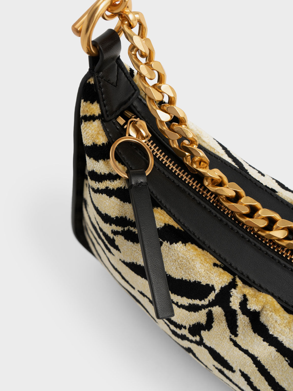 Minta Tiger Print Chain-Link Hobo Bag, Multi, hi-res