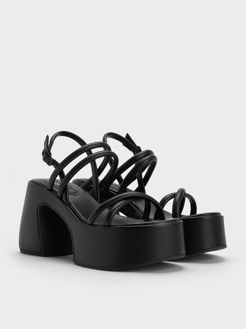 Nerissa Tubular Platform Sandals, Black, hi-res