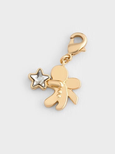 Athalia Gingerbread-Fairy Crystal-Star Charm, Gold, hi-res