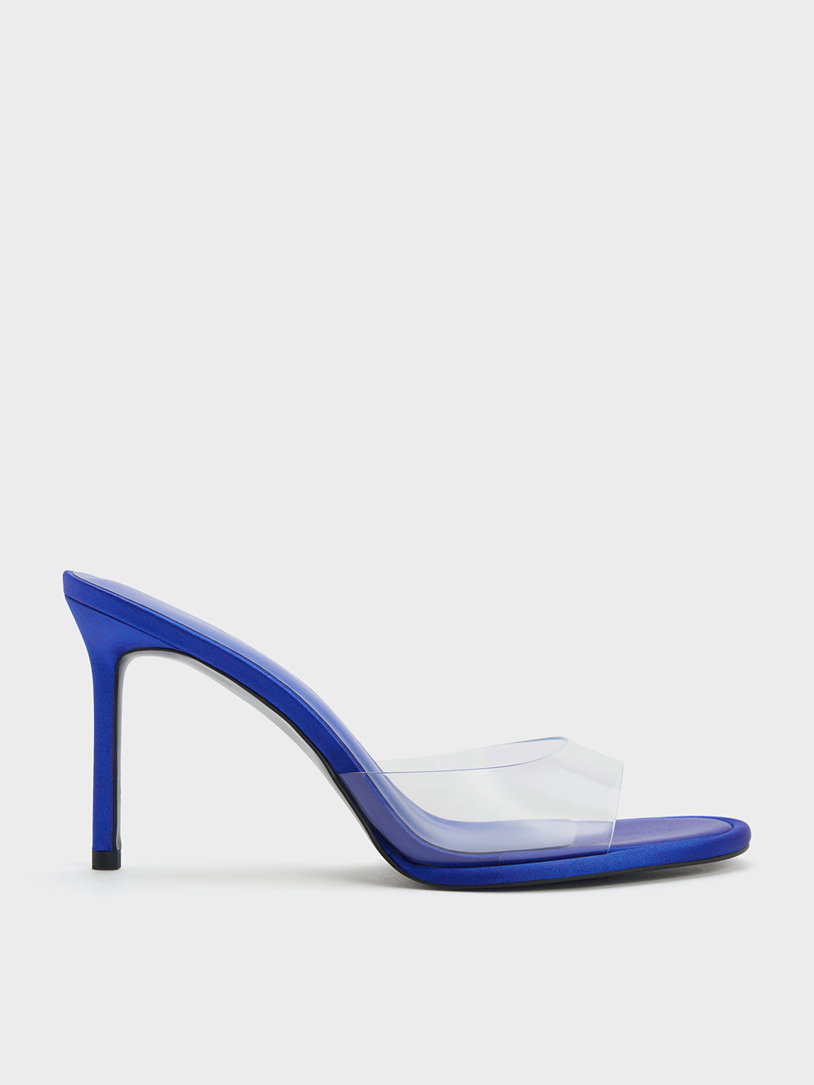 See-Through Heeled Mules, Blue, hi-res