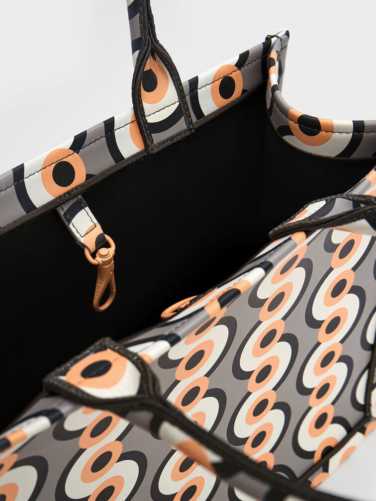 Jump Print Tote Bag, Taupe, hi-res