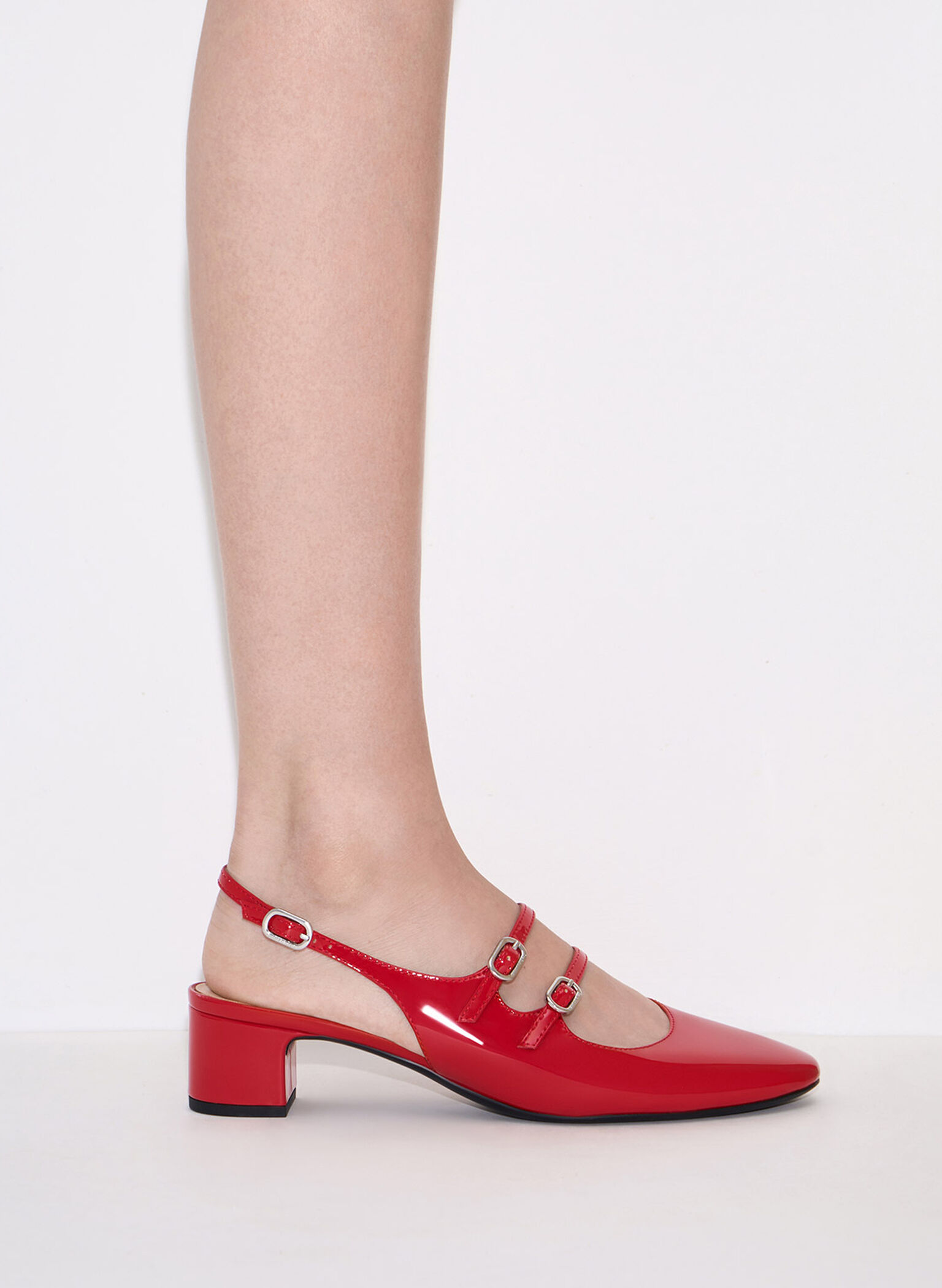 Clementine Double-Strap Slingback Mary Jane Pumps, Red, hi-res