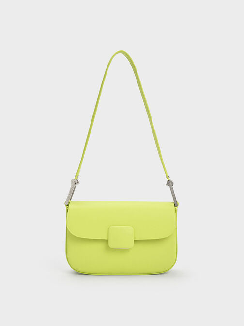 Koa Square Push-Lock Shoulder Bag, Lime, hi-res