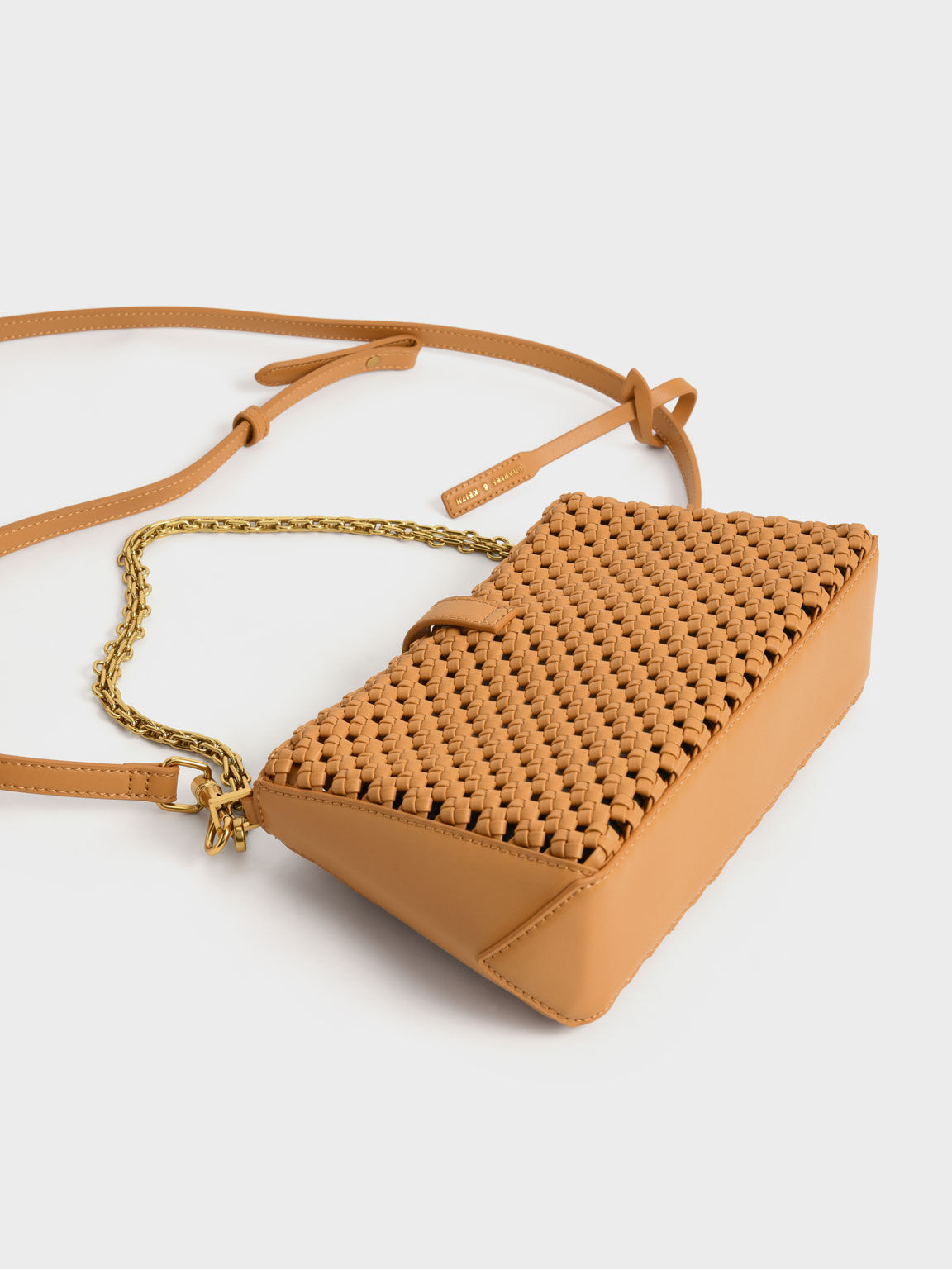 Orange Nova Woven Chain Handle Shoulder Bag CHARLES KEITH AE