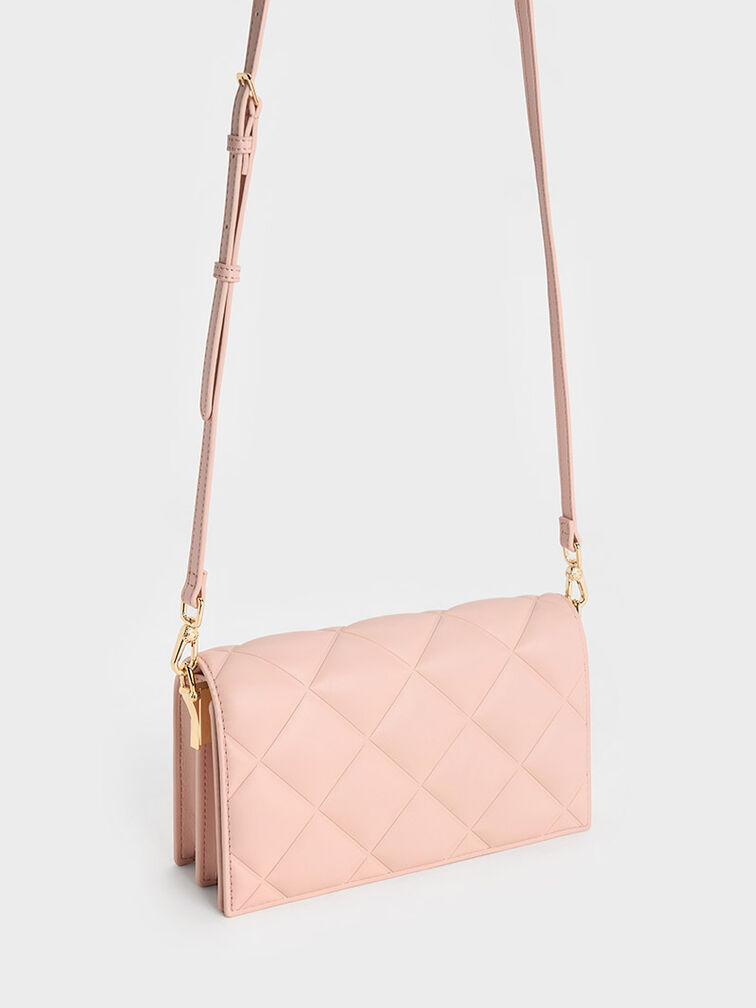 Alcott Scarf Handle Quilted Clutch, Pink, hi-res