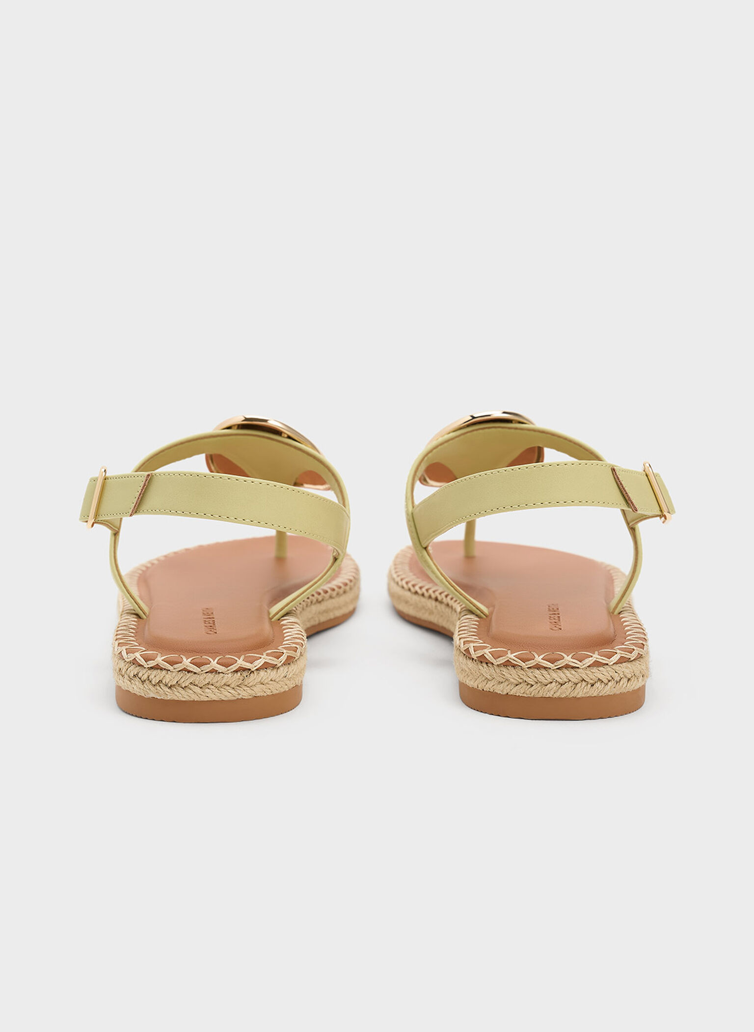 Metallic Oval Espadrille Sandals, Lime, hi-res