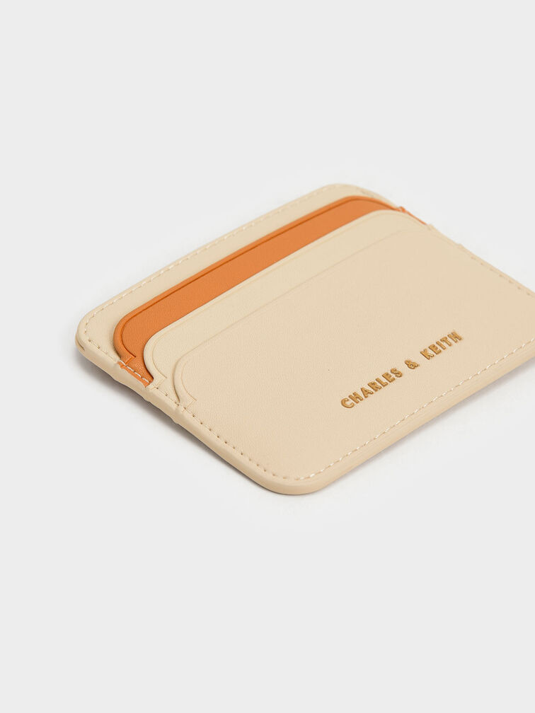 Two-Tone Rounded Card Holder, Beige, hi-res