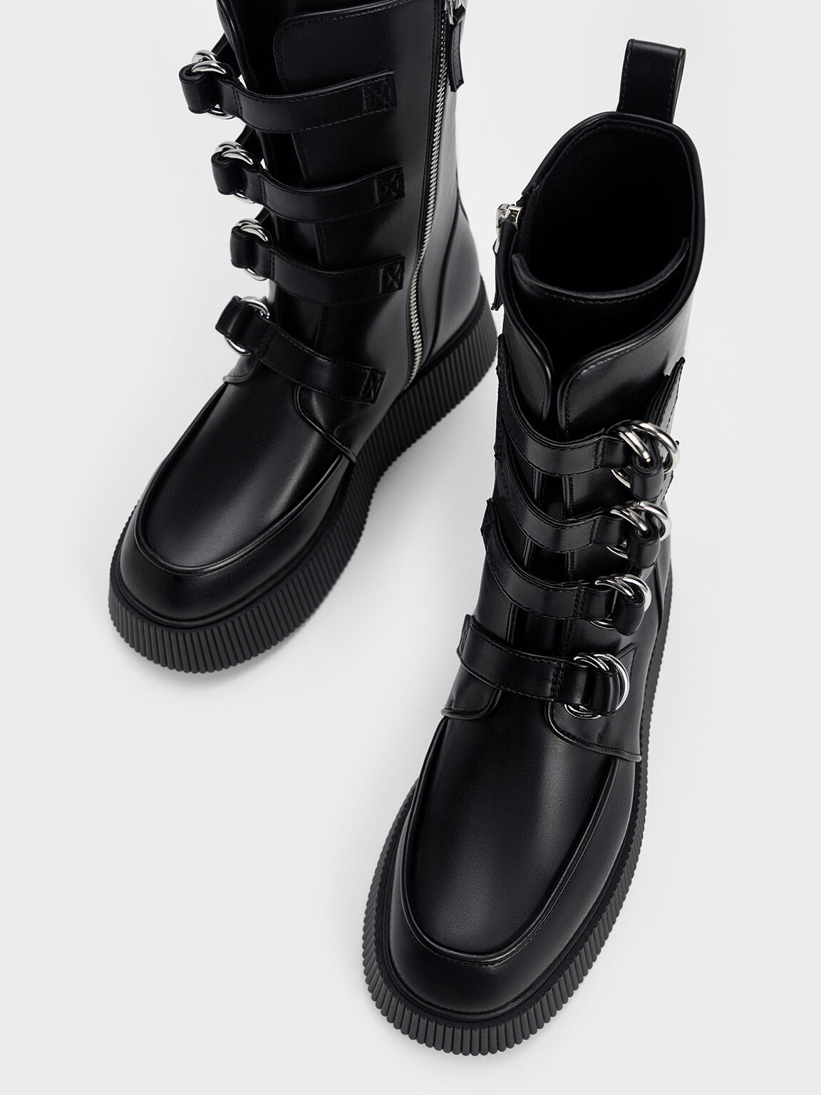 Cordova Buckled Platform Boots, Black, hi-res