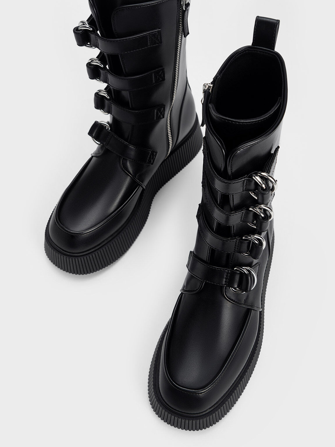 Cordova 釦環厚底靴, 黑色, hi-res